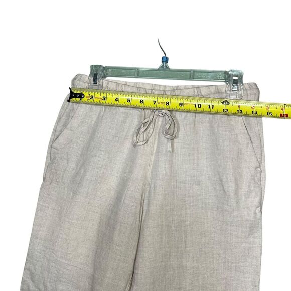 Charter Club Pants Womens Petite Small Beige Linen Drawstring Elastic Waist - Picture 9 of 12
